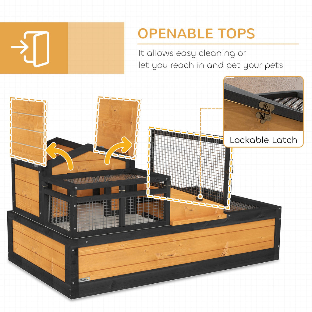 3-Room Tortoise Habitat House w/ Balcony & 2 Stories, 44" x 25.5" x 25", Yellow