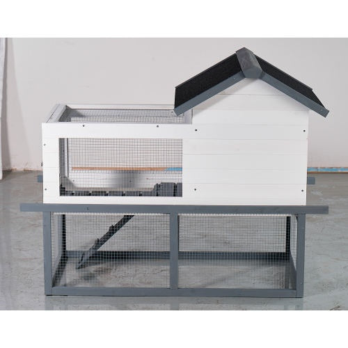 53-inch Double-tier Wooden Outdoor Indoor Waterproof Chicken Coop And Rabbit Hutch Complete With A Roof, Stairs And A Removable Cleaning Tray  Suitable For Small To Medium Pets