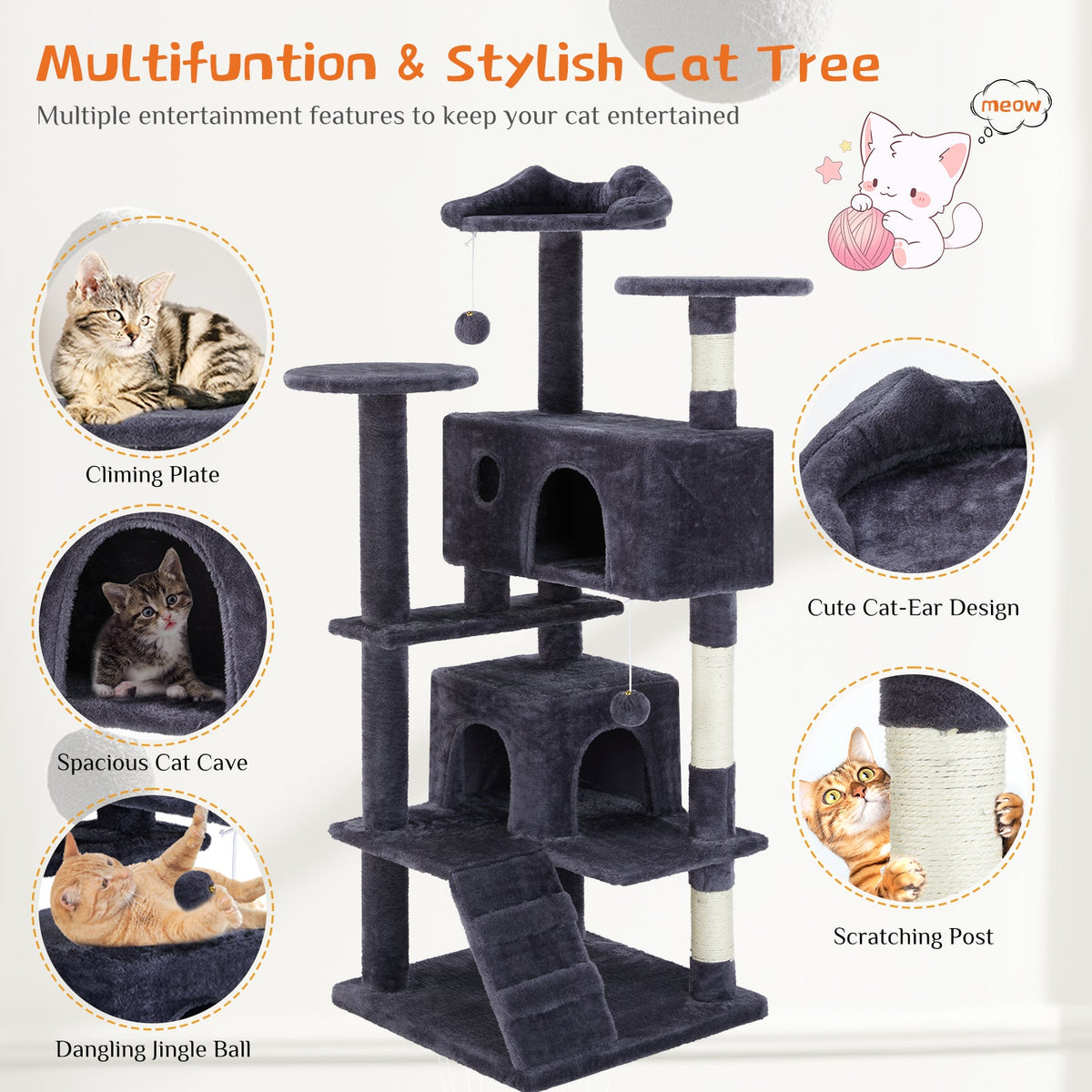 Multi Functional Cat Treehouse Cat Climbing Frame