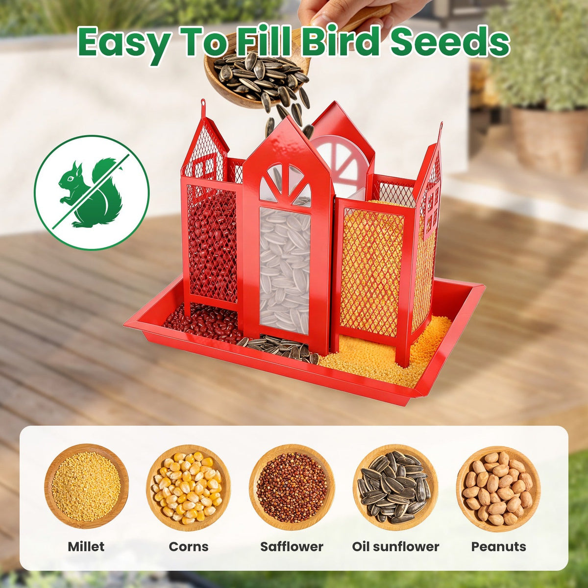 1Pc  Metal Hanging Bird Feeder House Classic Barn Bird Feeder House Iron Hanging Outdoor Feeder With Visible Window And Lift Top Lid 15.75in Hanging Length Wild Birds Garden Yard
