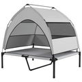 PawHut Elevated Dog Bed With Removable Canopy, Portable Outside Raised Pet Cot With Cooling Pad, Storage Bag,