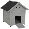 Duck Coop, Wooden Duck House With Openable Roof & Double Doors, Light Gray