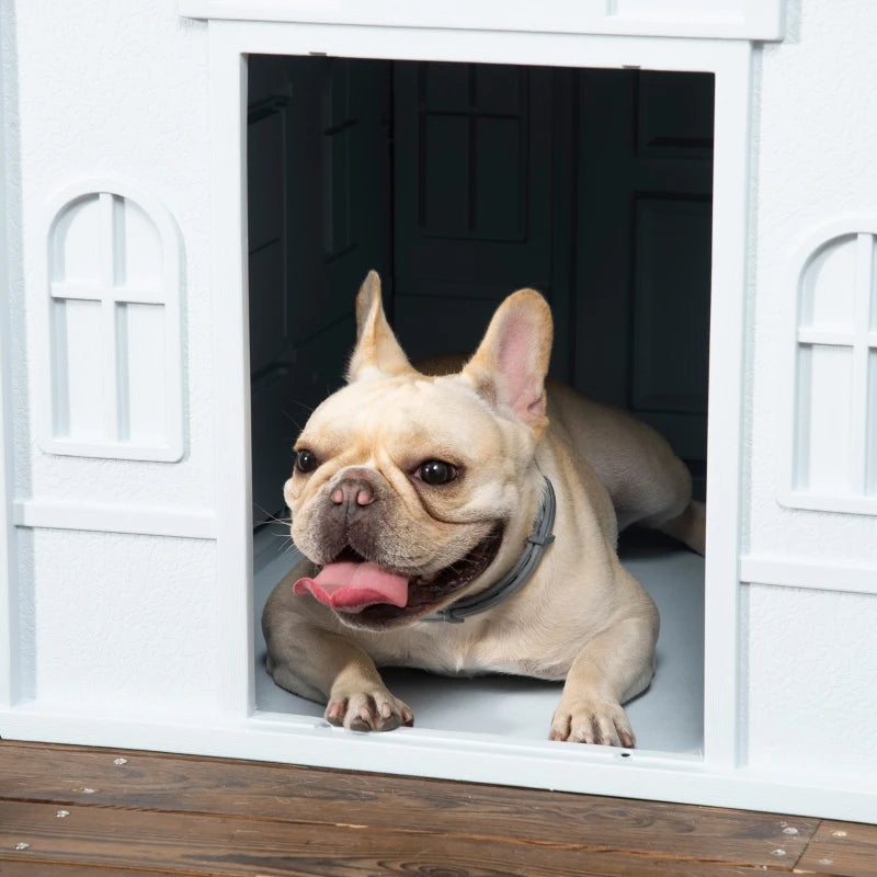 PawHut Plastic Dog House For Medium And Small Dogs, Water Resistant Puppy Shelter Indoor Outdoor With Door, Easy To Assemble, Blue