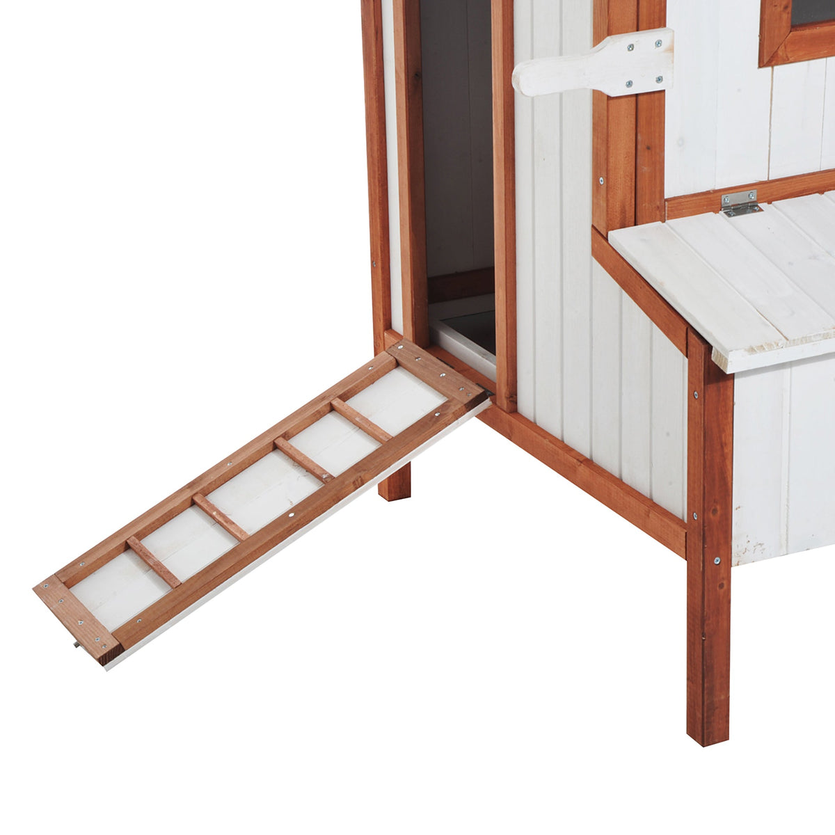 47" Chicken Coop, Wooden Chicken House Raised Rabbit Hutch with Waterproof Roof, Nesting Box and Handles for 3-5 Hens, Poultry Cage Portable Hen Pen for Backyard