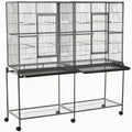 Rolling 65"L Bird Cage w/ Storage Shelf Wood Perch Food Container
