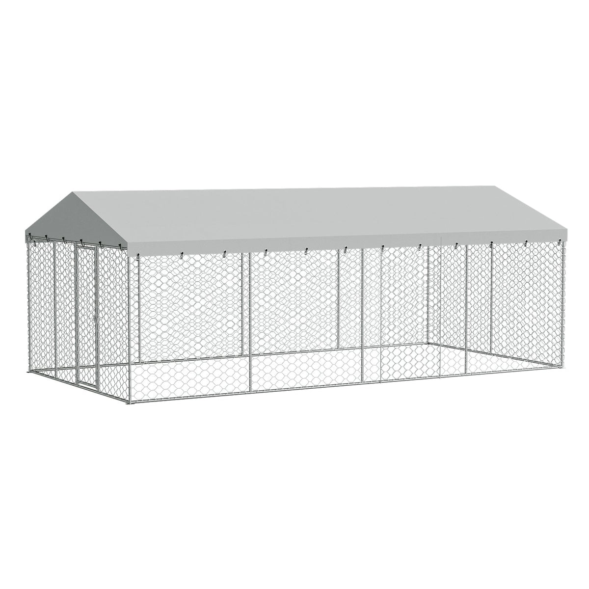 10x20 FT Large Outdoor Dog Kennel with Canopy, Heavy Duty Galvanized Steel Frame, Waterproof Cover, All-Weather Protection, Escape-Proof Lockable Pet Playpen for Large Dogs, Multiple Animals.