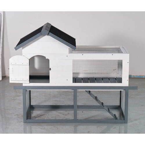 53-inch Double-tier Wooden Outdoor Indoor Waterproof Chicken Coop And Rabbit Hutch Complete With A Roof, Stairs And A Removable Cleaning Tray  Suitable For Small To Medium Pets