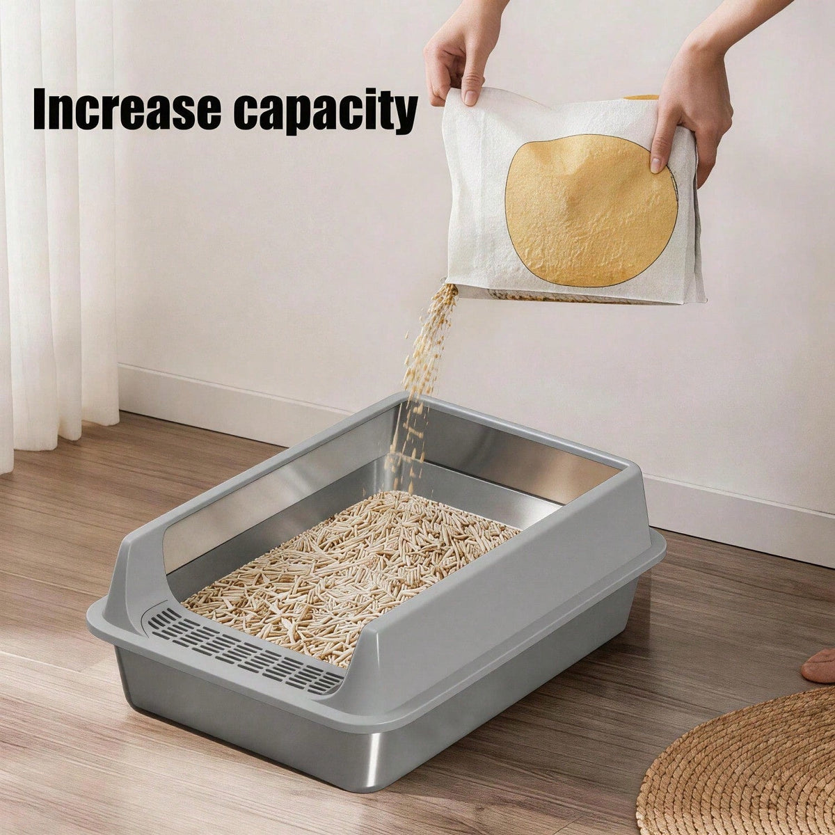 Stainless Steel Cat Litter Box, Large Open Top Litter Box With Anti Splash High Sides, Anti Tracking Pedal, Easy To Clean, Non Stick, Odor Resistant For Big Cats, Multi Cat Homes