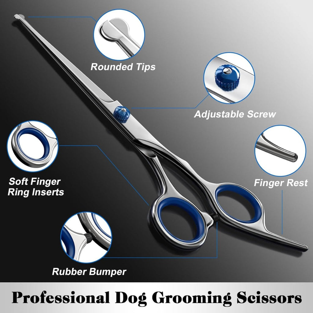 Professional 4 In 1 Dog  Cat Grooming Scissors Kit With Safety Round Tips,Sharp